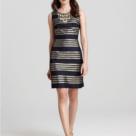 Lilly Pulitzer Dresses & Skirts - Metallic Navy and Gold Striped Dress